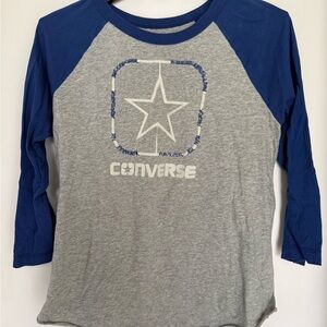 Converse Logo Blue and Gray Baseball Tee